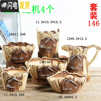 三维工匠 多肉花盆粗陶室内肉肉植物盆栽大口径陶瓷花盆批发 套装146 中等花盆容器