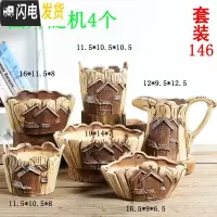 三维工匠 多肉花盆粗陶室内肉肉植物盆栽大口径陶瓷花盆批发 套装146 中等花盆容器