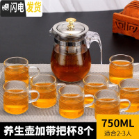三维工匠飘逸杯泡茶壶便携玻璃水壶全拆洗过滤家用茶具冲茶器办公室沏茶杯 750单壶+8个茶杯