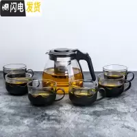 三维工匠玻璃茶壶大号单壶耐热过滤花茶壶茶杯茶具套装家用冲泡花茶水壶 1000套装(一壶+6杯)