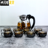 三维工匠玻璃茶壶大号单壶耐热过滤花茶壶茶杯茶具套装家用冲泡花茶水壶 2000套装(一壶+8杯)