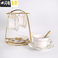 三维工匠欧式下午茶具陶瓷英式花茶杯套装 煮水果玻璃茶壶 蜡烛加热花茶具 4杯+4碟+1铁架+4金勺(简装)