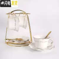 三维工匠欧式下午茶具陶瓷英式花茶杯套装 煮水果玻璃茶壶 蜡烛加热花茶具 4杯+4碟+1铁架+4金勺(简装)