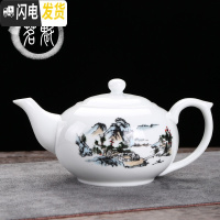 三维工匠陶瓷茶壶大号青花单壶家用复古手抓壶耐热功夫茶具泡茶器带过滤孔 青花茶壶[蓝山水]