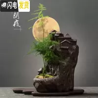 三维工匠创意盆栽盆景仿古紫砂花盆 室内桌面个性绿植大号透气花器带托盘 朗夜 中等花盆容器