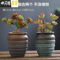 三维工匠老桩花盆大号创意粗陶透气个性肉肉植物高盆室内多肉花盆 陶器老桩组合2个 大花盆容器
