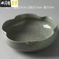 三维工匠一叶莲铜钱花盆水仙花睡莲碗莲无孔陶瓷大水培多肉水养 开片哥窑五瓣花-绿 大花盆容器