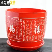 三维工匠陶瓷带托盘简约中国风大号家用绿植创意大红色绿萝小花盆 129福(尊贵红)单个 中等花盆容器