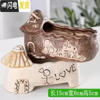 三维工匠创意多肉陶瓷花盆批發 中号家用植物瓷盆 卡通萌萌可爱阳台个性小 两个蘑菇拼盘 中等花盆容器
