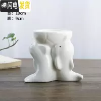 三维工匠卡通可爱萌多肉花盆小号植物白色陶瓷创意简约拇指盆 FP海豚 小花盆容器