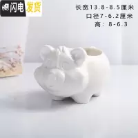 三维工匠卡通可爱萌多肉花盆小号植物白色陶瓷创意简约拇指盆 FP大熊 小花盆容器