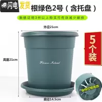 三维工匠全新二代升级国产青山盆加厚树脂控根透气多肉月季圆口花盆 5个装绿色[2号盆+托] 中等花盆容器