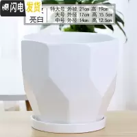三维工匠欧式花盆陶瓷白色创意个性特大号带托盘家用吊兰带托盘绿萝 70016白(一体托盘) 特大花盆容器