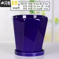 三维工匠欧式花盆陶瓷白色创意个性特大号带托盘家用吊兰带托盘绿萝 70008-13宝蓝(分离式托盘) 特大花盆容器