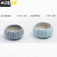 三维工匠创意个性中大小号口径北欧风蓝色家用可爱多肉花盆陶瓷器 蓝色珊瑚盆2个 中等花盆容器