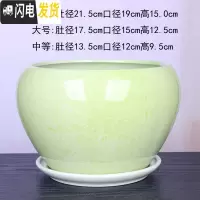 三维工匠苹果型花盆陶瓷大号绿植绿萝花盆创意个性室内阳台兰花盆 苹果.果绿 中等花盆容器