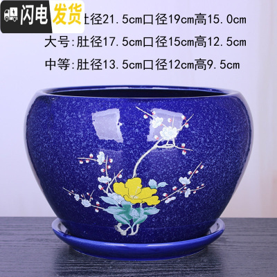 三维工匠苹果型花盆陶瓷大号绿植绿萝花盆创意个性室内阳台兰花盆 苹果.蓝雪梅 大花盆容器