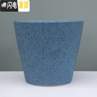三维工匠素烧粗陶花盆陶瓷大号室内桌面盆栽吊兰多肉小 磨砂蓝色(送塑料托盘) 中号直径16cm高约15.3花盆容器