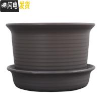 三维工匠花盆塑料带底托盘底座多肉盆栽绿萝仿陶瓷花盆 8号中钵盆+托(暗褐色) 中等花盆容器