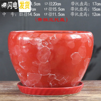 三维工匠花盆陶瓷大号大口径蝴蝶兰带托盘中国风绿萝家用多肉花盆 S1CZ-红大理石纹单个 大花盆容器