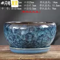 三维工匠花盆陶瓷大号大口径蝴蝶兰带托盘中国风绿萝家用多肉花盆 S1CZ-矮款孔雀L单个 中等花盆容器