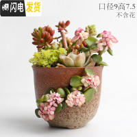 三维工匠复古创意个性多肉悬崖老桩高花盆缺口造型控型盆陶瓷绿植老庄花器 棕色多口盆 中等花盆容器
