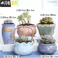 三维工匠多肉花盆陶瓷大口径室内透气粗陶肉肉植物批发小花盆 春色满园5个 小花盆容器