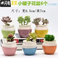 三维工匠多肉花盆陶瓷大口径室内透气粗陶肉肉植物批发小花盆 糖果小罐子6个 小花盆容器