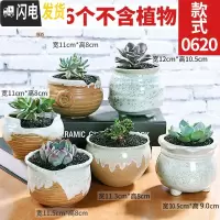 三维工匠多肉花盆陶瓷粗陶透气大口径大号盆栽创意小盆栽 款0620套装0620(6个) 中小花盆容器