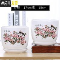 三维工匠欧式花盆陶瓷大号清白色仓带托盘家用室内阳台简约多肉绿萝植批发 79092(两个大号) 中等花盆容器