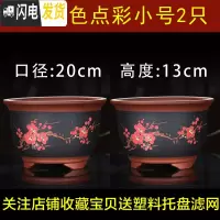 三维工匠紫砂花盆大号君子兰花盆特大号多肉花盆室内阳台简约陶瓷花盆 A01点彩小号2只 如图花盆容器