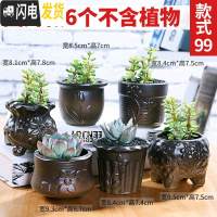 三维工匠多肉花盆植物简约陶瓷盆器套装种多肉个性盆器 套099(6个) 中小花盆容器