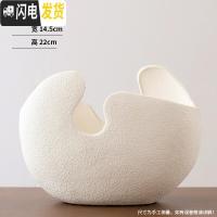 三维工匠铜钱水培花盆陶瓷白色无孔创意简约大植物器皿绿萝容器 白色月牙-大号 大花盆容器