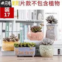 三维工匠多肉花盆植物简约陶瓷盆器套装种多肉个性盆器 套17(5个) 中小花盆容器