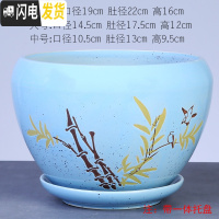 三维工匠欧式孔雀蓝红花釉花盆陶瓷特大号客厅室外阳台个性绿植盆 苹果型/竹鸟盆 大花盆容器