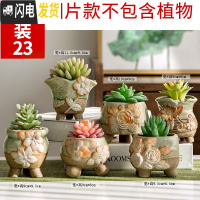 三维工匠多肉花盆植物简约陶瓷盆器套装种多肉个性盆器 套23(6个) 中小花盆容器