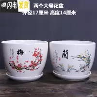 三维工匠花盆陶瓷带托盘简约家用多肉小花盆塑料大号特大号绿萝 春兰雅致和驿使红梅大号各一个 大花盆容器