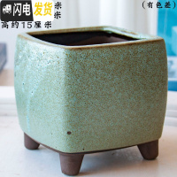 三维工匠多肉花盆多肉植物法师老桩月季粗陶绿植陶瓷简约四方鼎紫砂大花盆 HP1558 大花盆容器