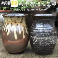 三维工匠花盆大口径陶瓷紫砂简约多肉植物老桩盆绿萝花盆 深卡其 大花盆容器