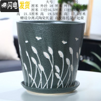 三维工匠欧式花盆陶瓷大号特大号客厅直筒简约绿萝盆创意多肉花盆 青芦苇单个 特大花盆容器