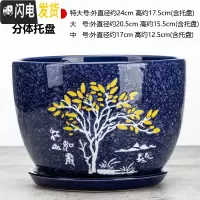 三维工匠陶瓷花盆带托盘大号特大号阳台绿植多肉植物居家办公绿萝花盆 059-黄金树 [特大号]花盆容器