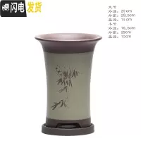 三维工匠宜兴原矿紫砂花盆绿植园艺精品大小号金辉玉兰兰花盆 绿素腰+托SL012 小花盆容器