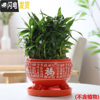 三维工匠红色万福花盆陶瓷室内大号带托盘吊兰创意简约绿萝多肉小花盆 三足万福盆-橙色 中等花盆容器
