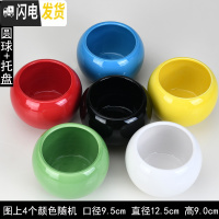 三维工匠多肉花盆大口径陶瓷粗陶透气多肉植物简约套装组合圆球花盆 大号圆球4个+4个托盘 中等花盆容器