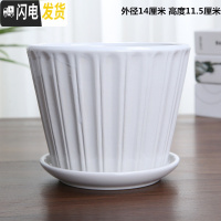 三维工匠花盆陶瓷大号欧式个性创意北欧简约塑料多肉花盆绿萝吊兰 柠檬黄单个纯白一品白光 大花盆容器