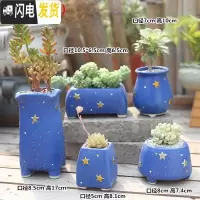 三维工匠韩式多肉花盆陶瓷大号大口径肉肉植物粗陶透气创意小花盆 星空组合5个 小花盆容器