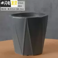 三维工匠欧式简约花盆陶瓷特大号落地阳台客厅桌面绿萝虎皮兰花盆批发 八角芝麻灰高款(送塑料托盘) 大花盆容器