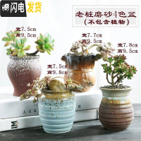 三维工匠老桩多肉花盆创意个性简约陶罐粗陶透气陶瓷小号肉肉花盆 磨砂老庄4个 中等花盆容器