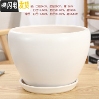 三维工匠陶瓷花盆带托盘特大号简约室内桌面家用绿萝加厚花盆陶瓷 118加大加厚(哑白) 大花盆容器