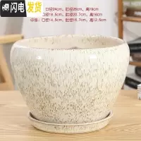 三维工匠陶瓷花盆带托盘特大号简约室内桌面家用绿萝加厚花盆陶瓷 118加大加厚(点点) 大花盆容器